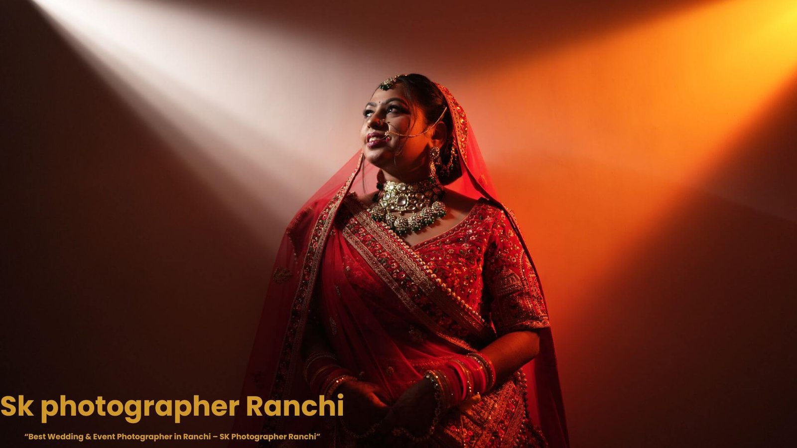 “Bridal Portrait with Dramatic Lighting – Best Wedding Photographer in Ranchi | SK Photographer Ranchi”