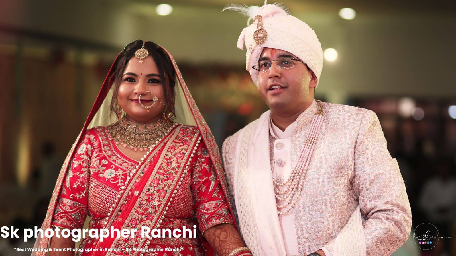 “Wedding Couple Portrait in Traditional Attire – Top Wedding Photographer in Ranchi | SK Photographer Ranchi”
